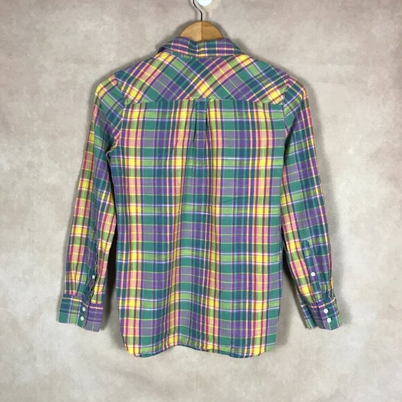 J CREW Women's Multi-color Plaid Pop Over Shirt XXS - Picture 3 of 5